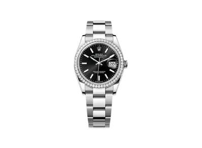 ROLEX Datejust 36 Oystersteel & White Gold Diamonds "Black"