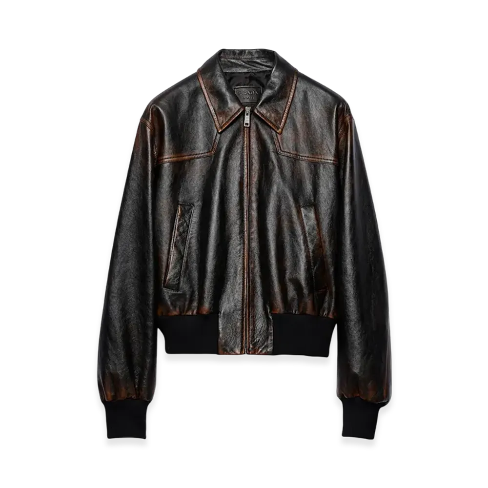 PRADA Leather Bomber Jacket "Black"