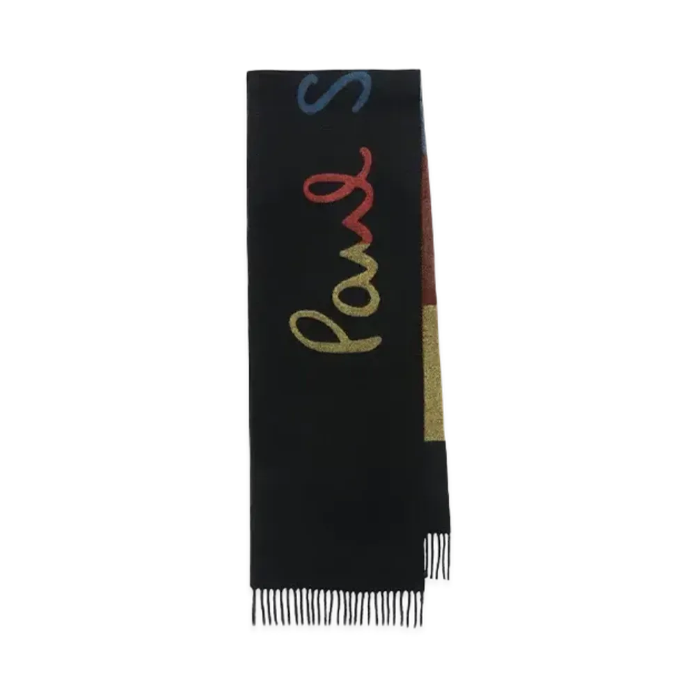 Paul Smith Big Logo Reversible Wool Scarf "Black"