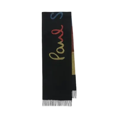 Paul Smith Big Logo Reversible Wool Scarf "Black"