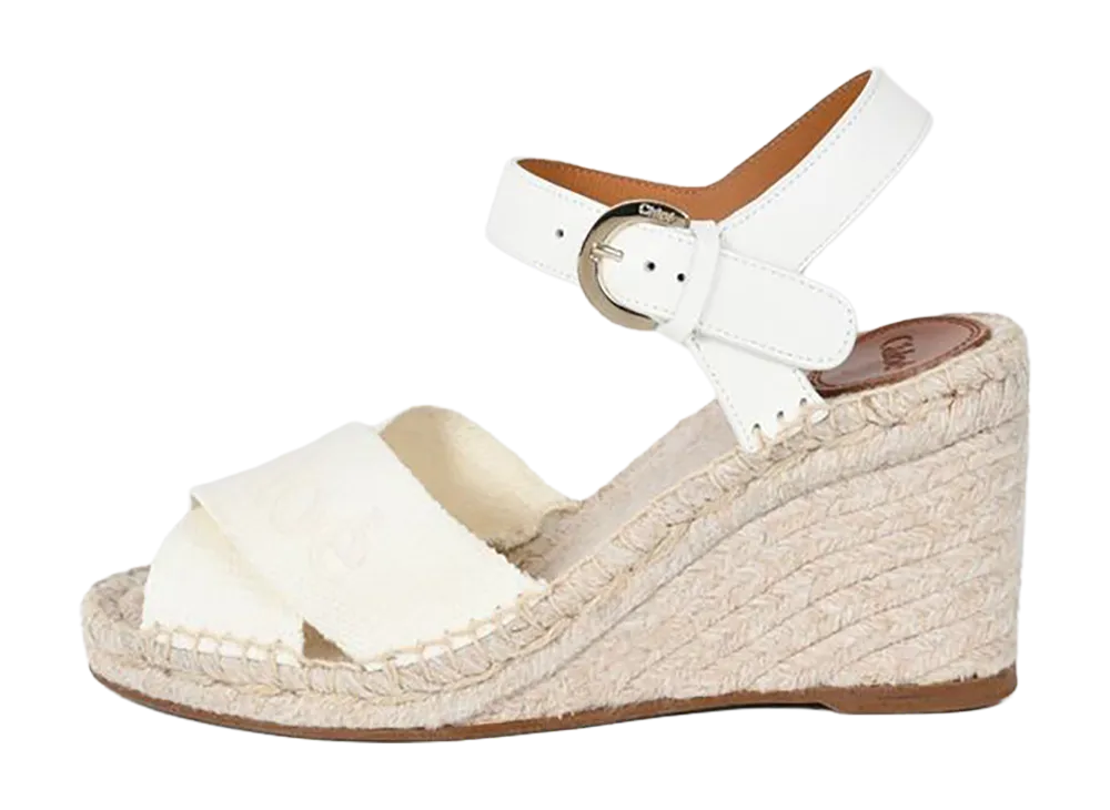 Chloe Women's Ankle-Strap Wedge Sandals "White"