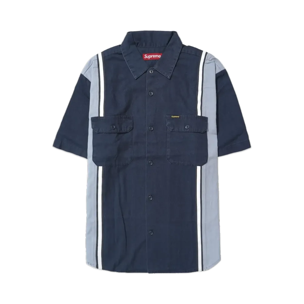 Supreme Reflective Stripe S/S Work Shirt "Navy"