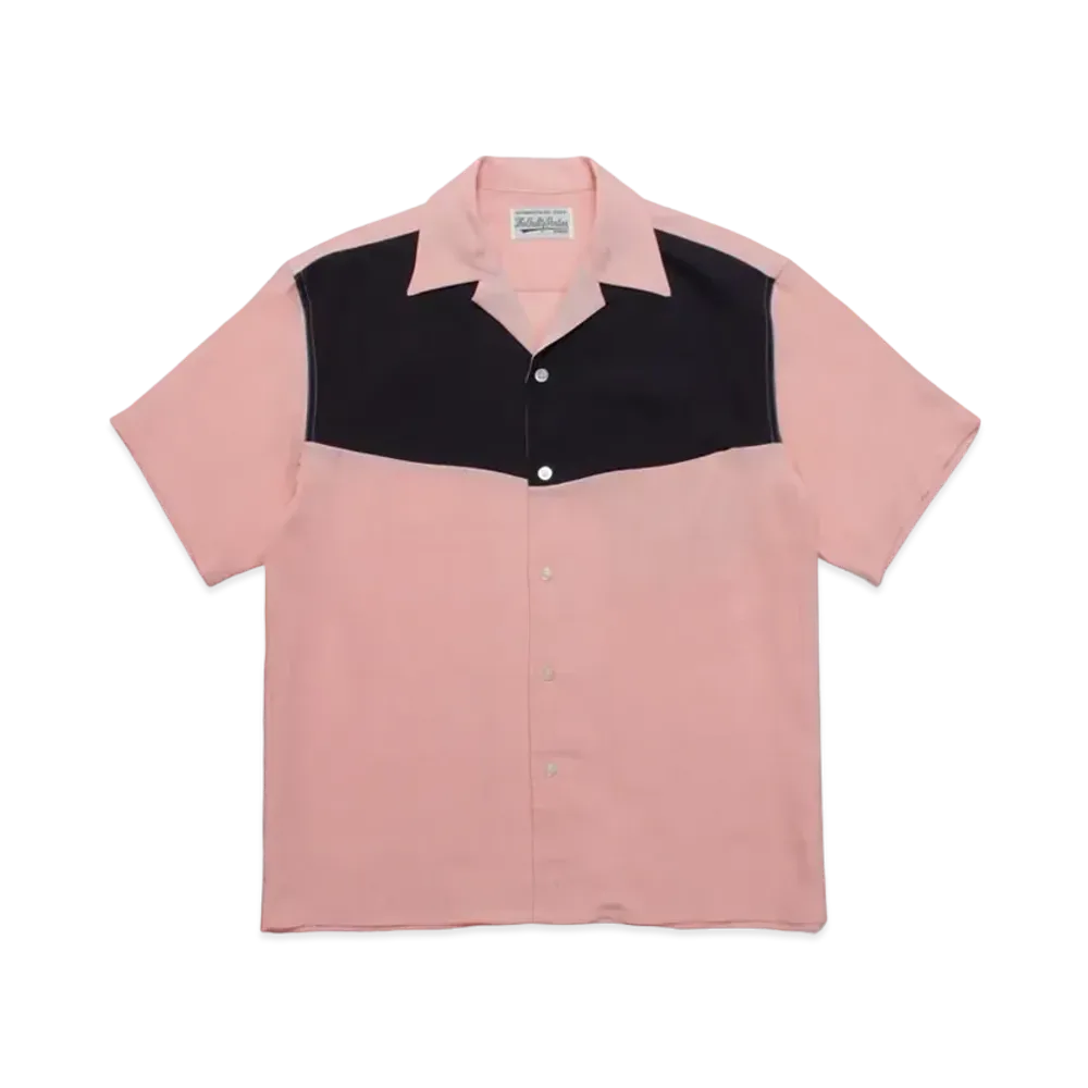WACKO MARIA TWO TONE OPEN COLLAR SHIRT "Pink"