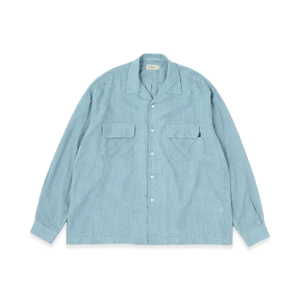 SEDAN ALL-PURPOSE Double Gauze Plaid Open Collar Shirt "Blue/Navy"