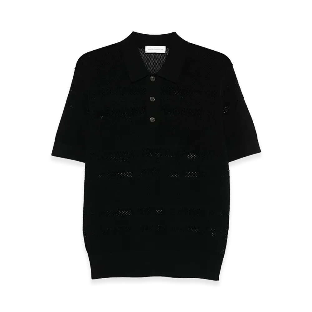 DRIES VAN NOTEN Mesh Polo Shirt "Black"
