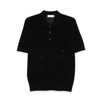 DRIES VAN NOTEN Mesh Polo Shirt "Black"