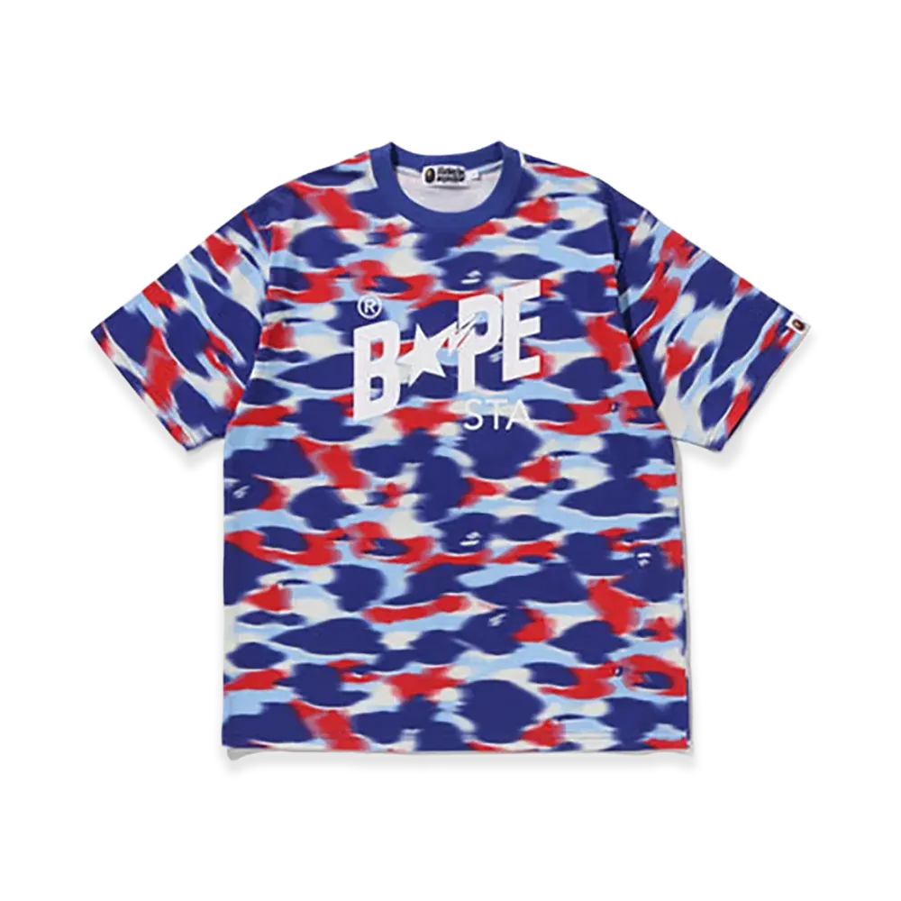 A BATHING APE Screen Camo Sta Logo Relaxed Fit Tee "Blue"