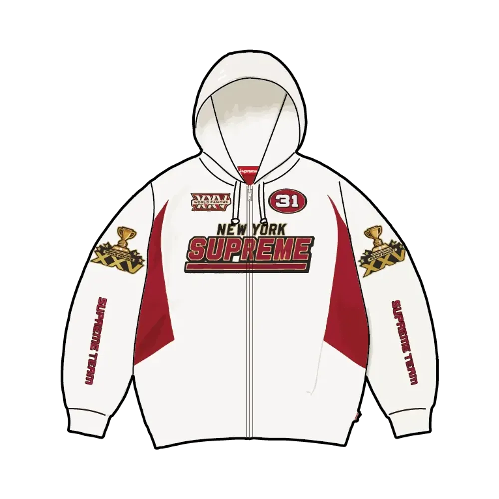 Supreme Football Zip Up Hooded Sweatshirt "White"