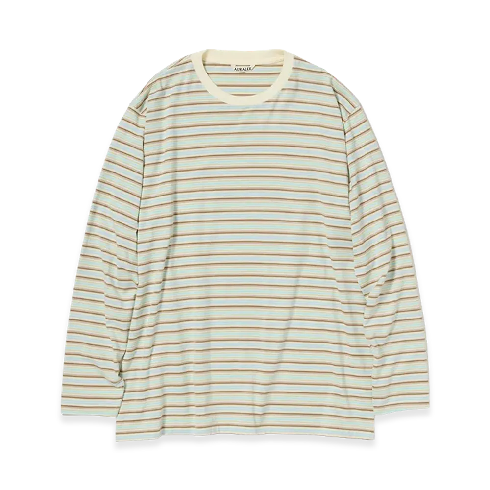 AURALEE Gradient Stripe Jersey L/S Tee "Fade Mint Stripe"