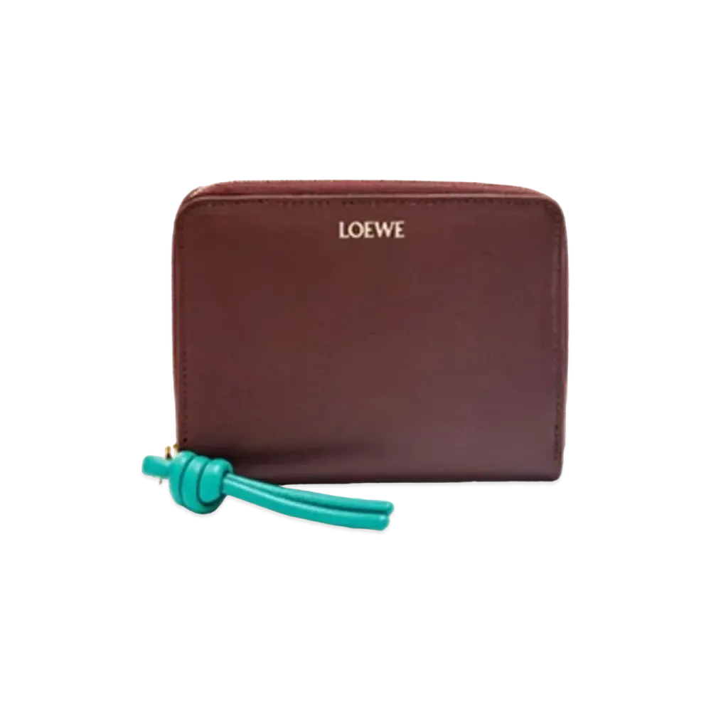LOEWE Knot Compact Zip Wallet Shinina Pakaf "Burgundy/Emerald"