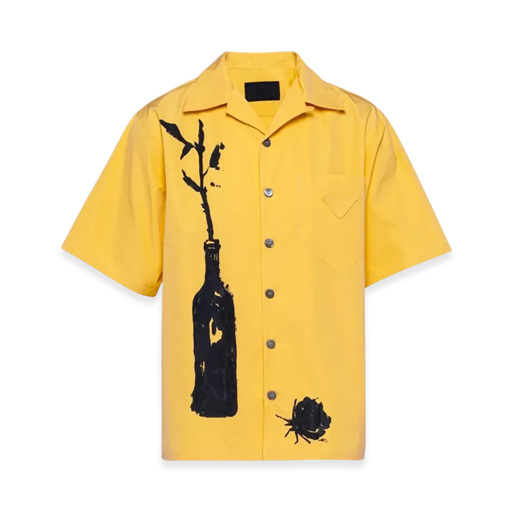 PRADA Short Sleeve Cotton Shirt "Sunny Yellow"