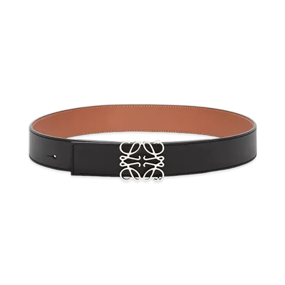 LOEWE Reversible Anagram Belt "Black/Tan/Palladium"