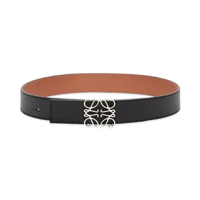 LOEWE Reversible Anagram Belt "Black/Tan/Palladium"