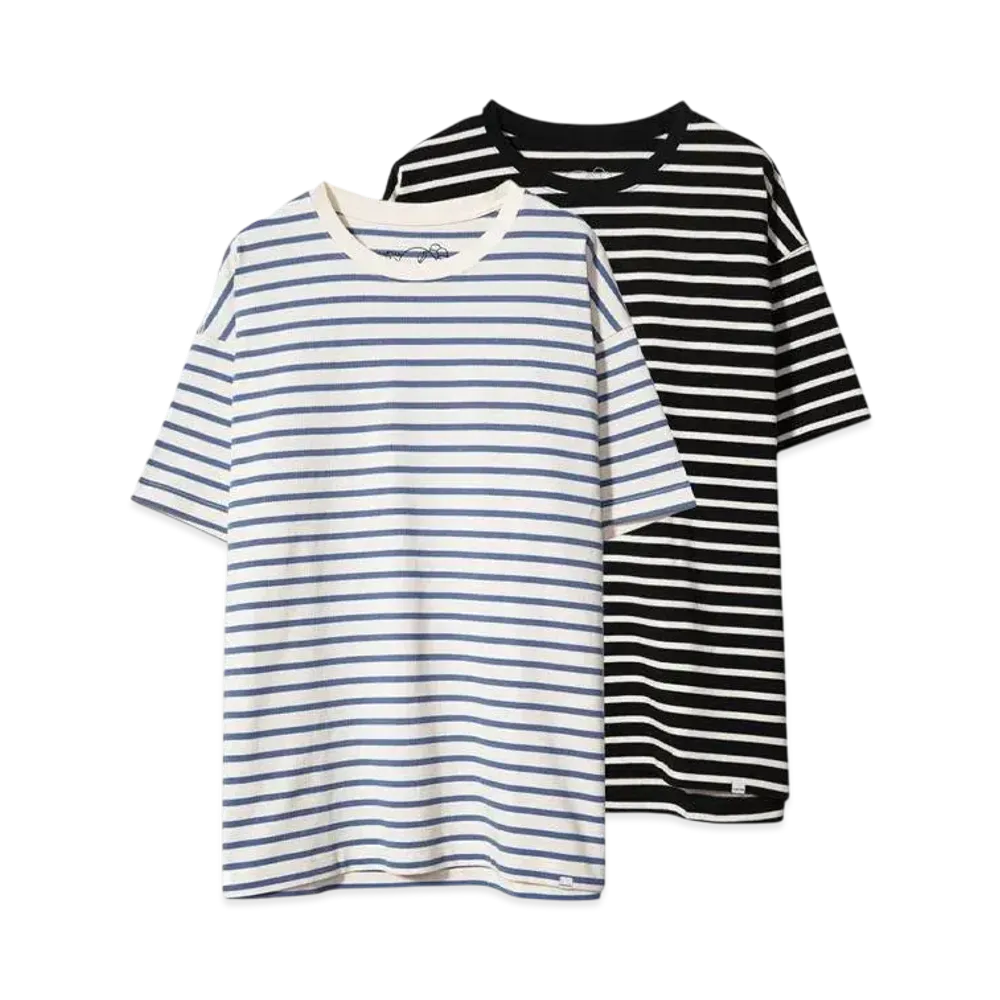 FACETASM x FRUIT OF THE LOOM PACK BIG TEE"BLACK STRIPE & ECRU STRIPE"
