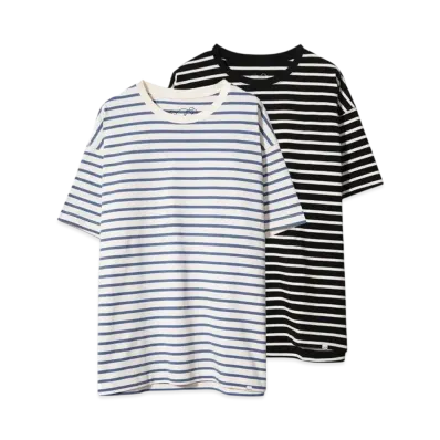FACETASM x FRUIT OF THE LOOM PACK BIG TEE"BLACK STRIPE & ECRU STRIPE"