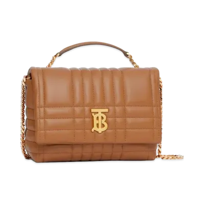 BURBERRY Small Quilting Lamb Skin Lola Satchel "Maple Brown"