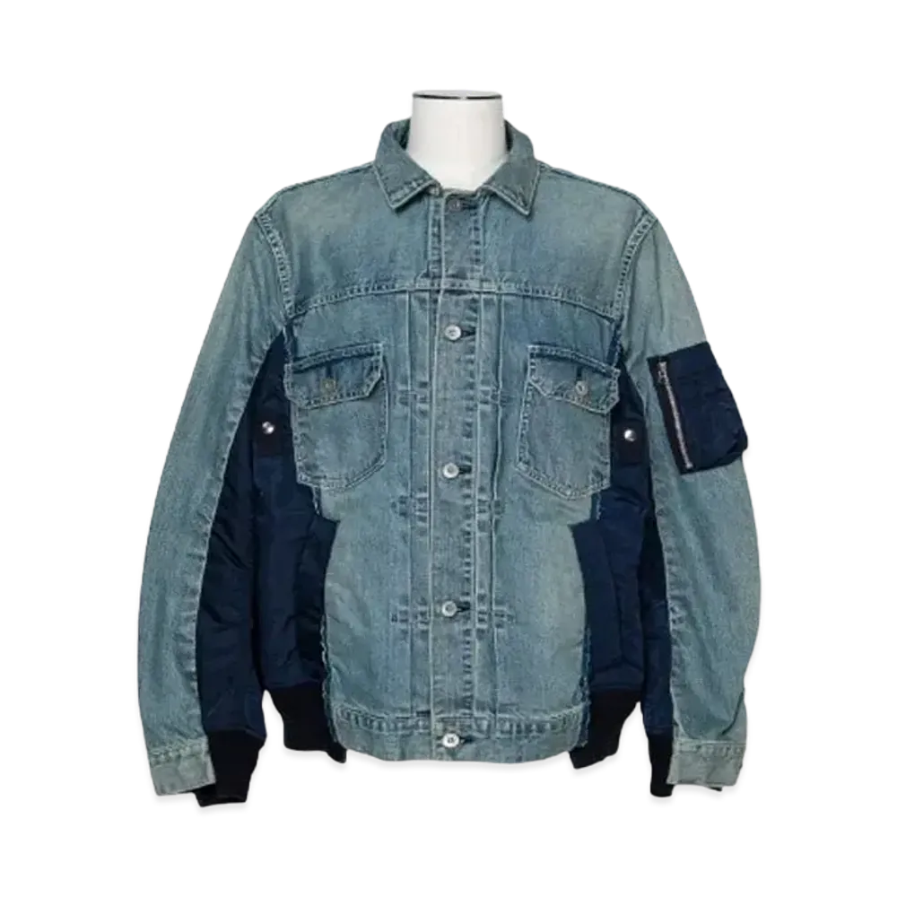 sacai Denim x Nylon Twill Jacket "Light Blue"