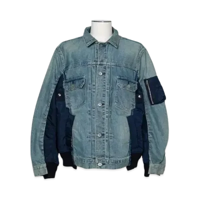 sacai Denim x Nylon Twill Jacket "Light Blue"
