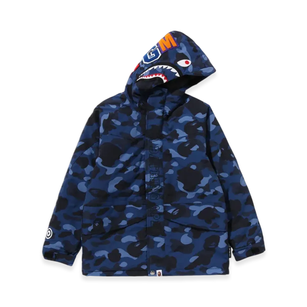 A BATHING APE Color Camo Shark Snowboard Jacket (Junior) "Navy"