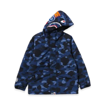 A BATHING APE Color Camo Shark Snowboard Jacket (Junior) "Navy"