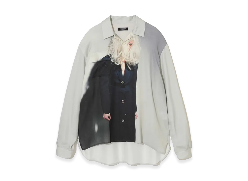 UNDERCOVER x Cindy Sherman Rayon Open Collar Shirt "Light Beige Gray"