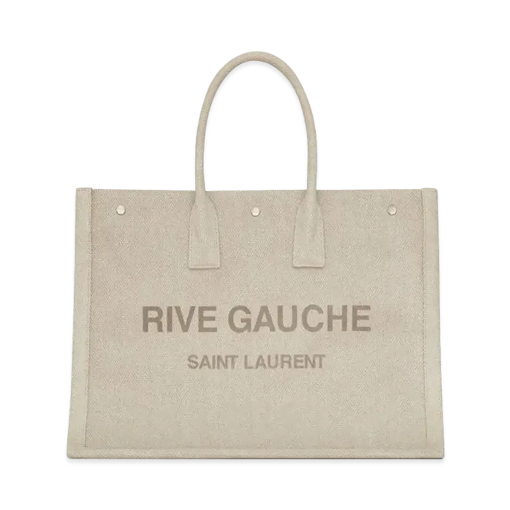 Saint Laurent Rive Gauche Large Tote Bag In Canvas "Light Shell"