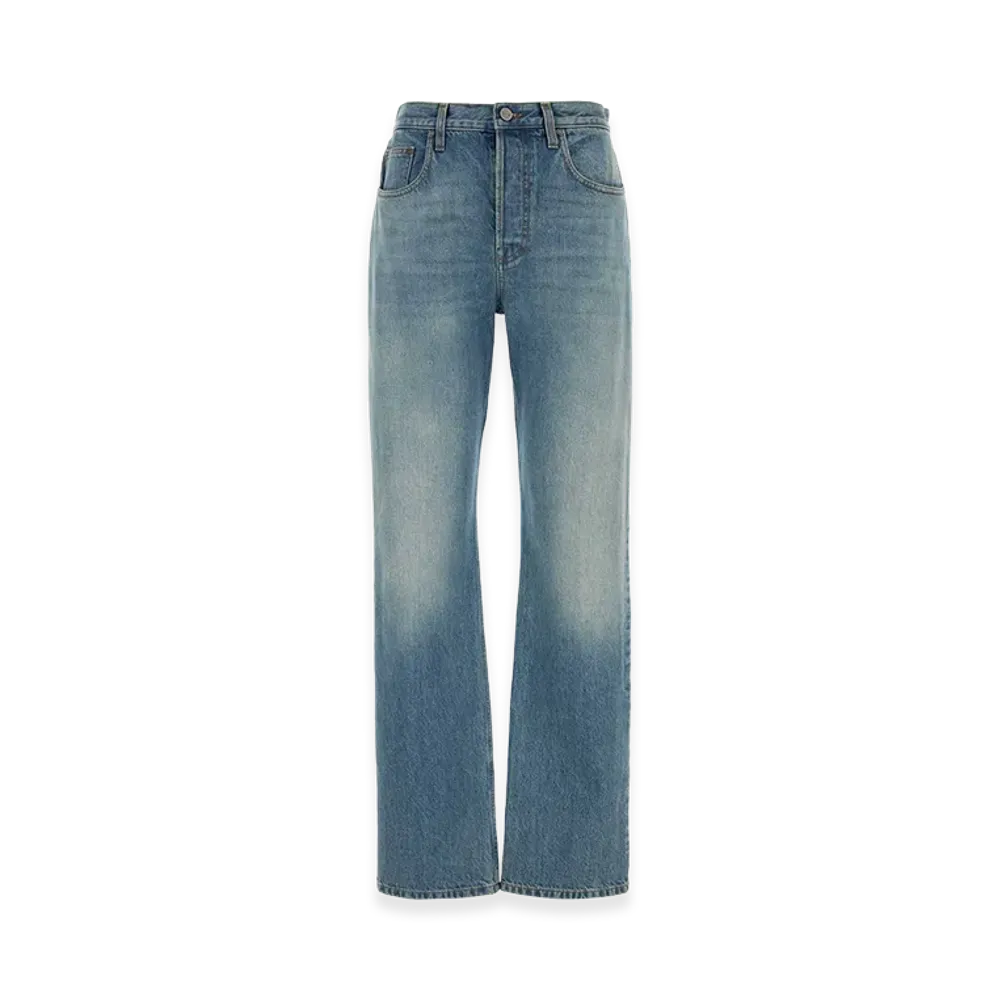 GUCCI Women's Soft Coated Cotton Denim Pants "Blue"