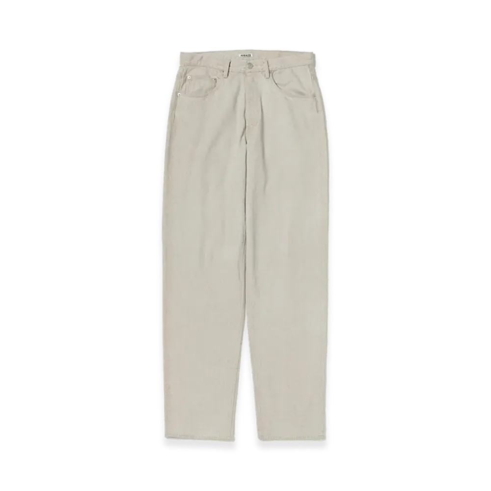 AURALEE Faded Hard Twist Brown Denim Wide Pants "Light Gray"