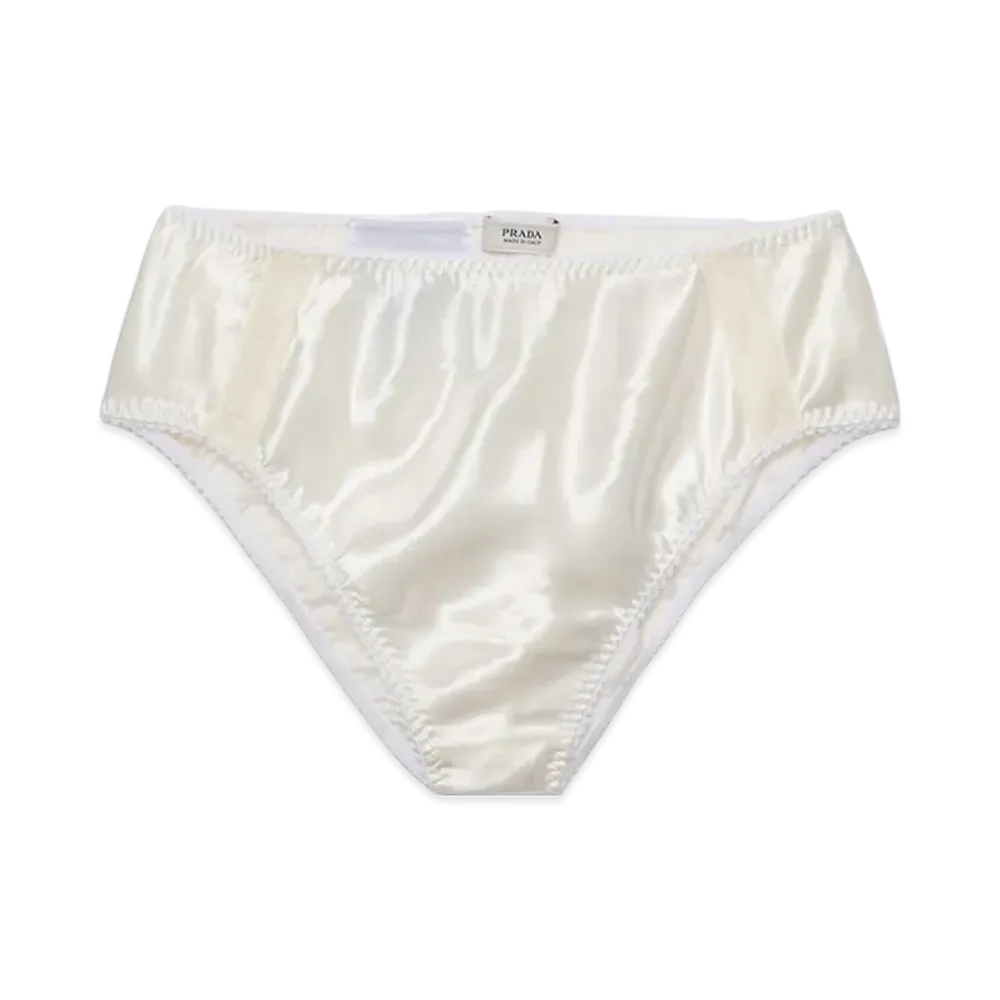 PRADA Women's Lace Trimmed Satin Panty "White"