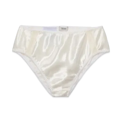PRADA Women's Lace Trimmed Satin Panty "White"