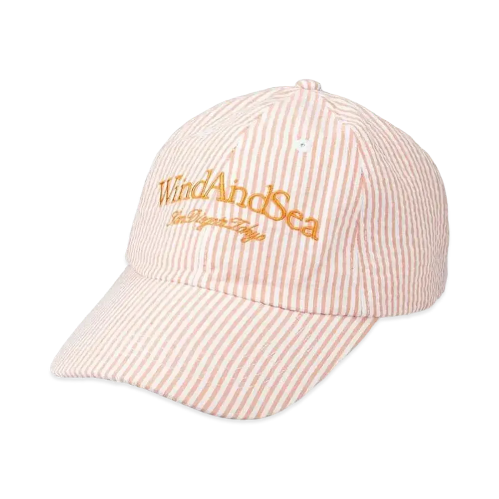 WIND AND SEA Seersuker Stripe Cap "Orange"