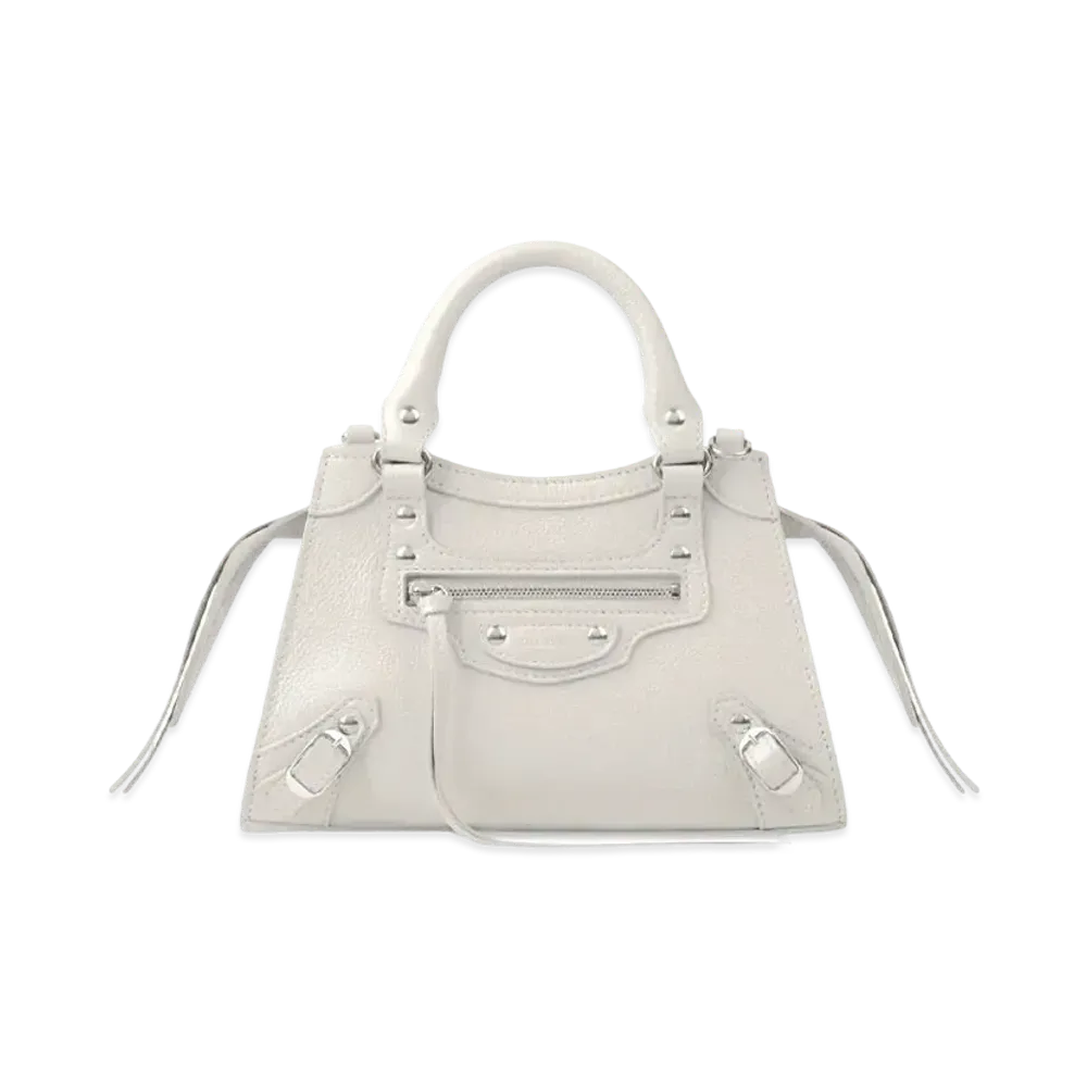 BALENCIAGA Women's Neo Classic Large Top Handle Bag With Short Handle "Chalky White"
