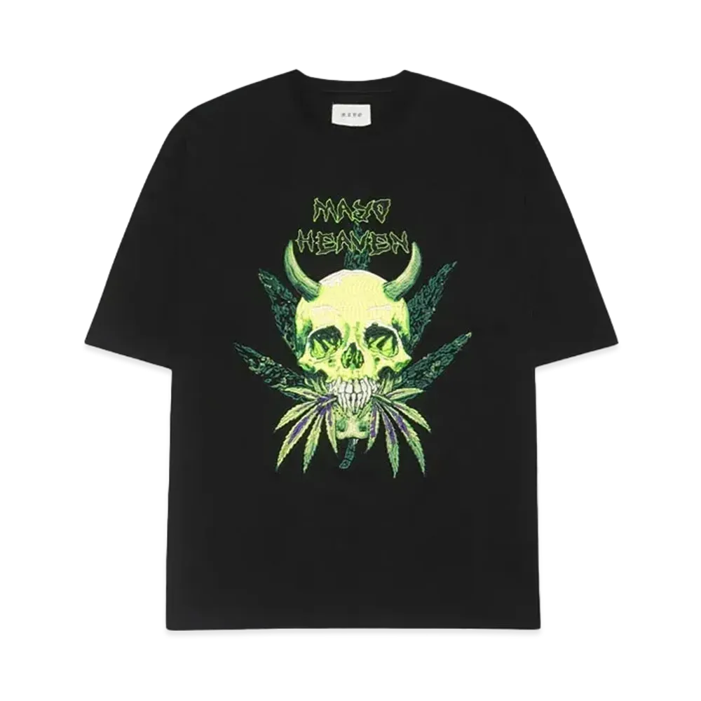 MAYO Devil Skull Embroidery Shore Sleeve Tee "BLACK"