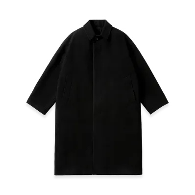 A.PRESSE Cashmere Silk Balmacaan Long Coat "Black"