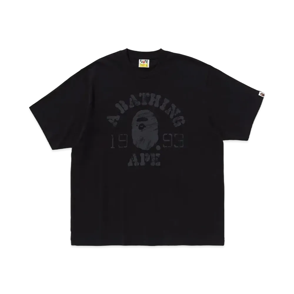 A BATHING APE Screen Print College Relaxed Fit Tee "Charcoal"