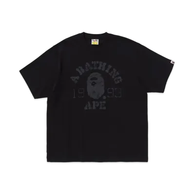 A BATHING APE Screen Print College Relaxed Fit Tee "Charcoal"