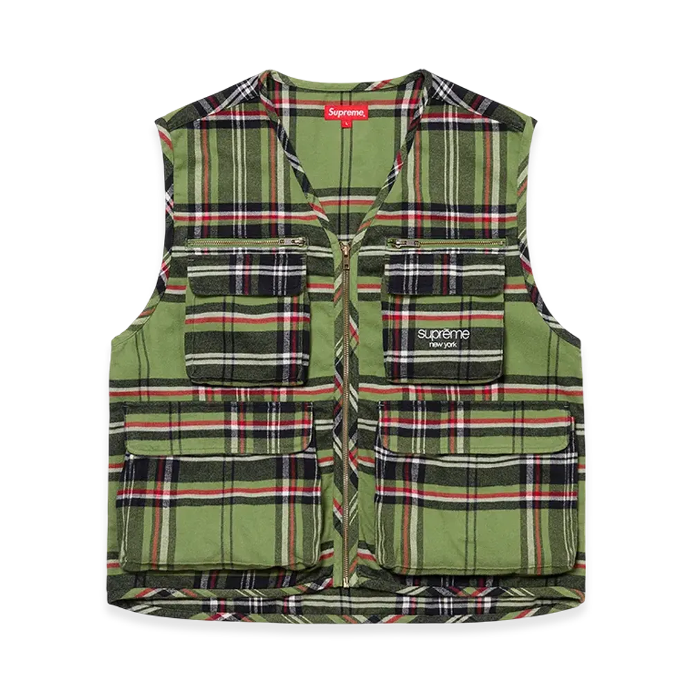 Supreme Tartan Flannel Cargo Vest "Green"