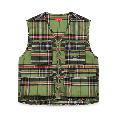 Supreme Tartan Flannel Cargo Vest "Green"
