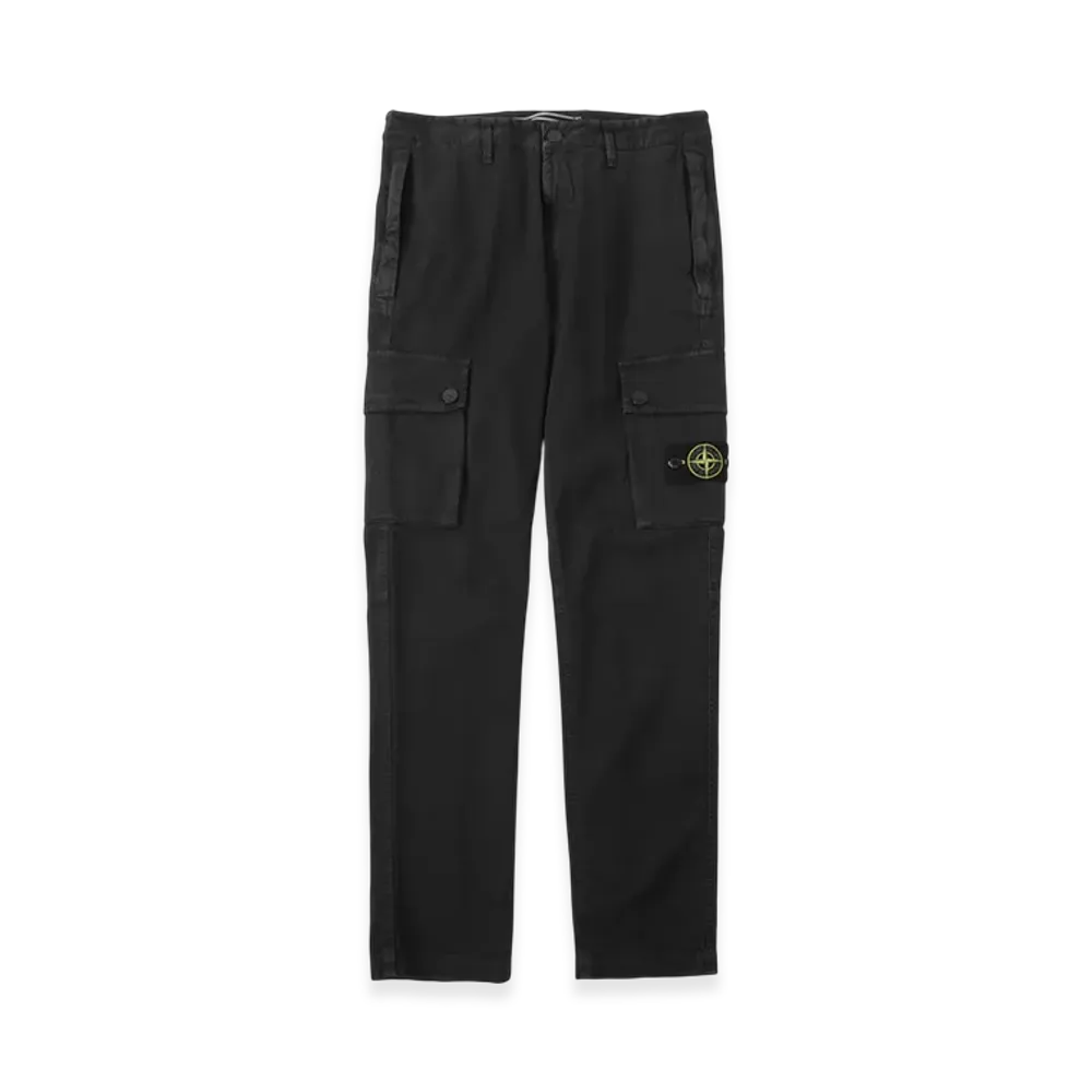 Stone Island Cargo Pants 303L1 Stretch Broken Twill Organic Cotton Old Effect "Black"