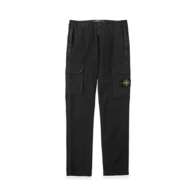 Stone Island Cargo Pants 303L1 Stretch Broken Twill Organic Cotton Old Effect "Black"