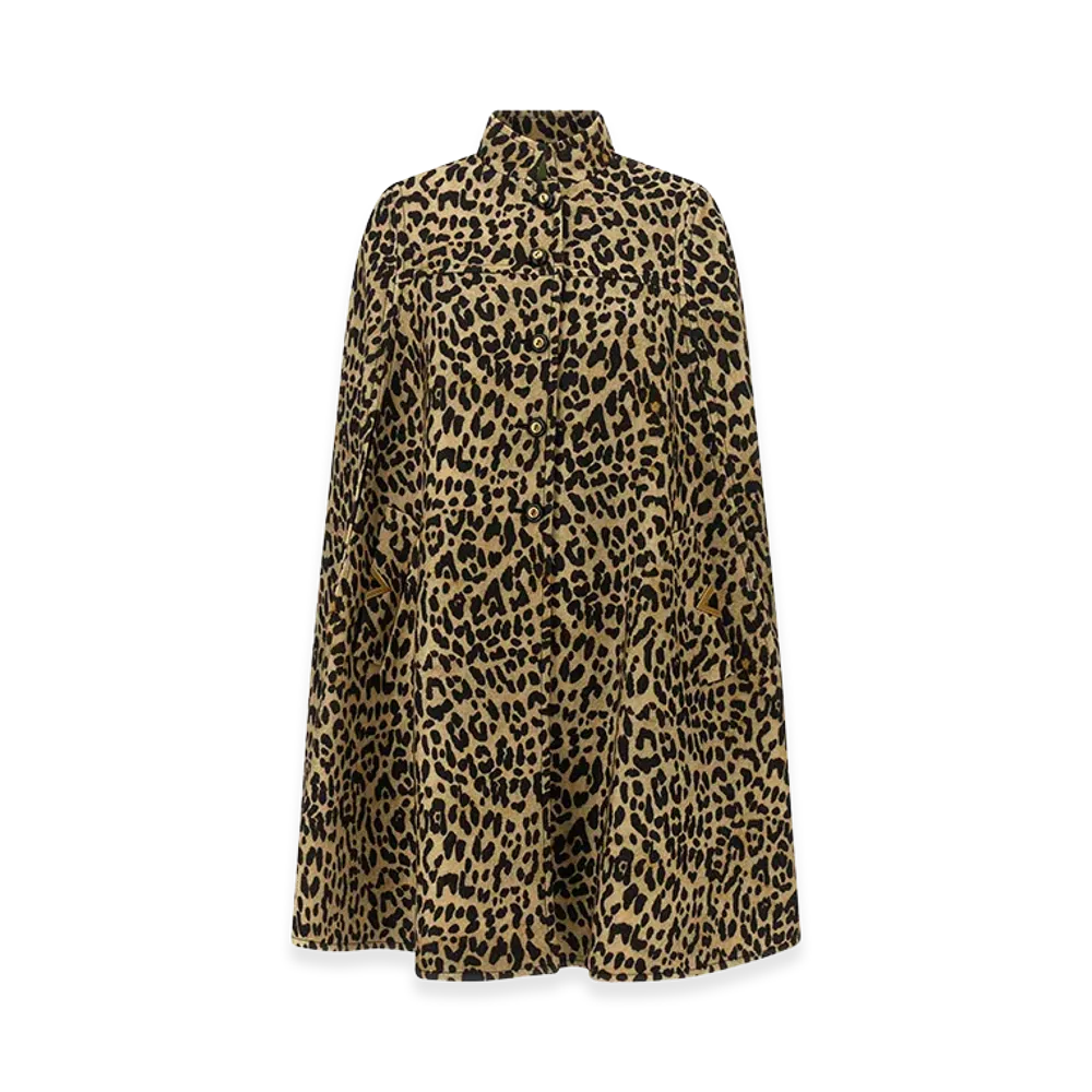 Valentino Garavani Women's Cape In Cloth "Animalier/Brown"