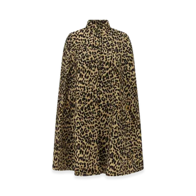 Valentino Garavani Women's Cape In Cloth "Animalier/Brown"