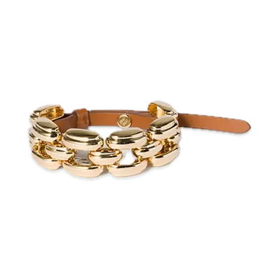 MIU MIU Metal / Leather Bracelet "Gold/Cognac"