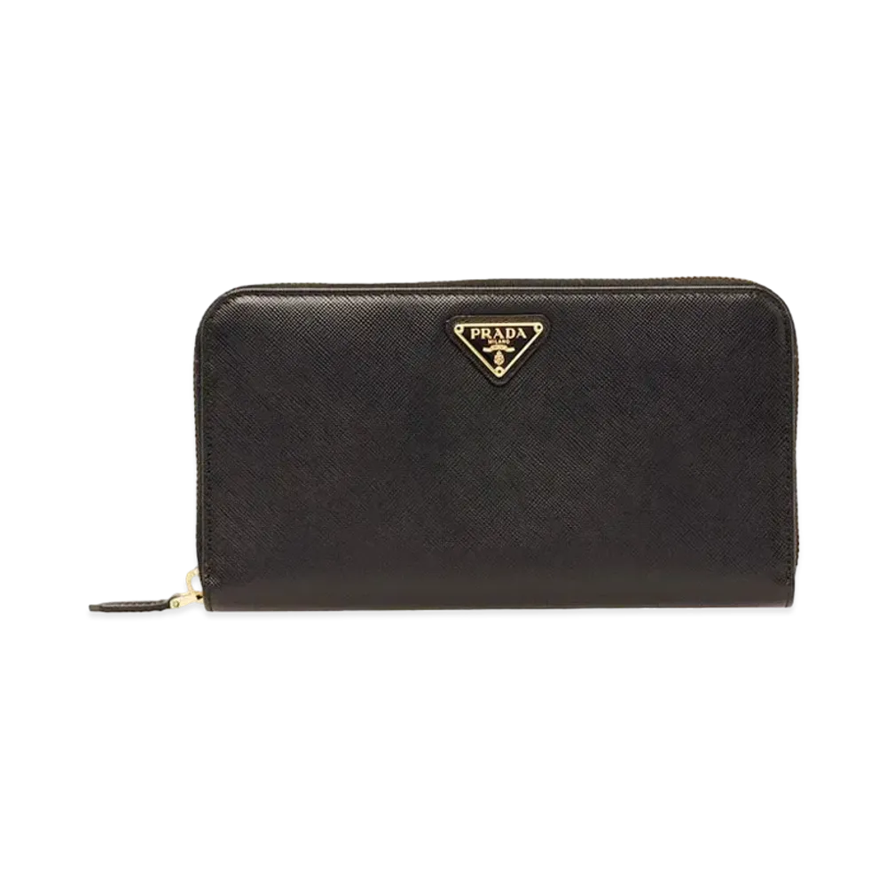 PRADA Large Saffiano Leather Wallet "Black"