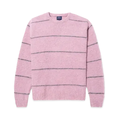 Noah Stripe Shetland Sweater "Heather Orchid/Green Forest"