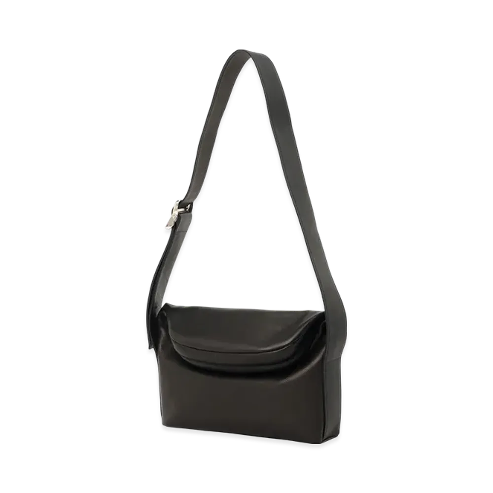 Yohji Yamamoto Smooth Oil Leather Clasp Shoulder Bag S "Black"
