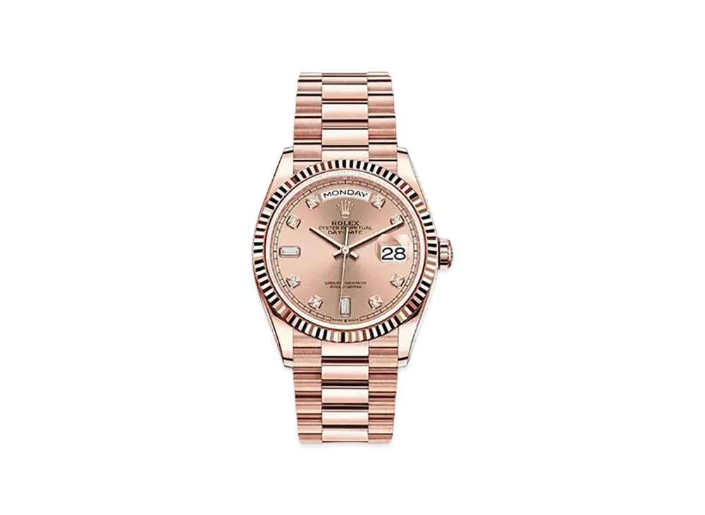 ROLEX Day-Date 36 Pink Dial 10P Diamonds 128235A