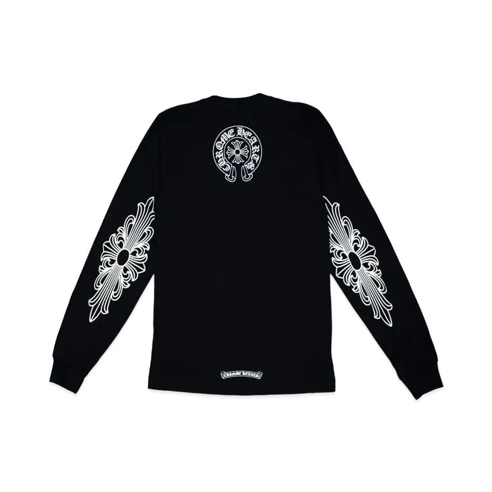 Chrome Hearts Neck Logo Floral Cross L/S T-Shirt "Black"