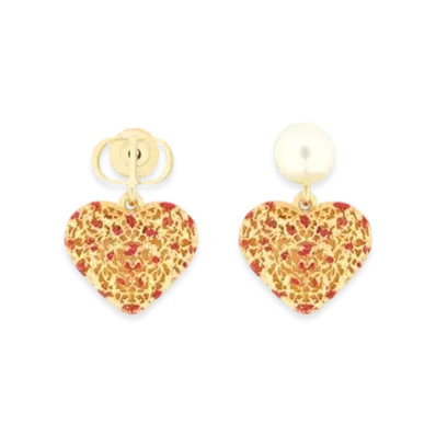 Dior Coeur des Curiosites Earrings Metal with Resin Pearl and Lacquer "Gold/Red/White"