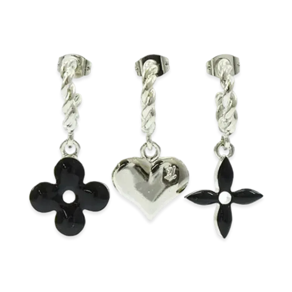 Louis Vuitton Bookle Draille Sweet Monogram Earrings "Silver"